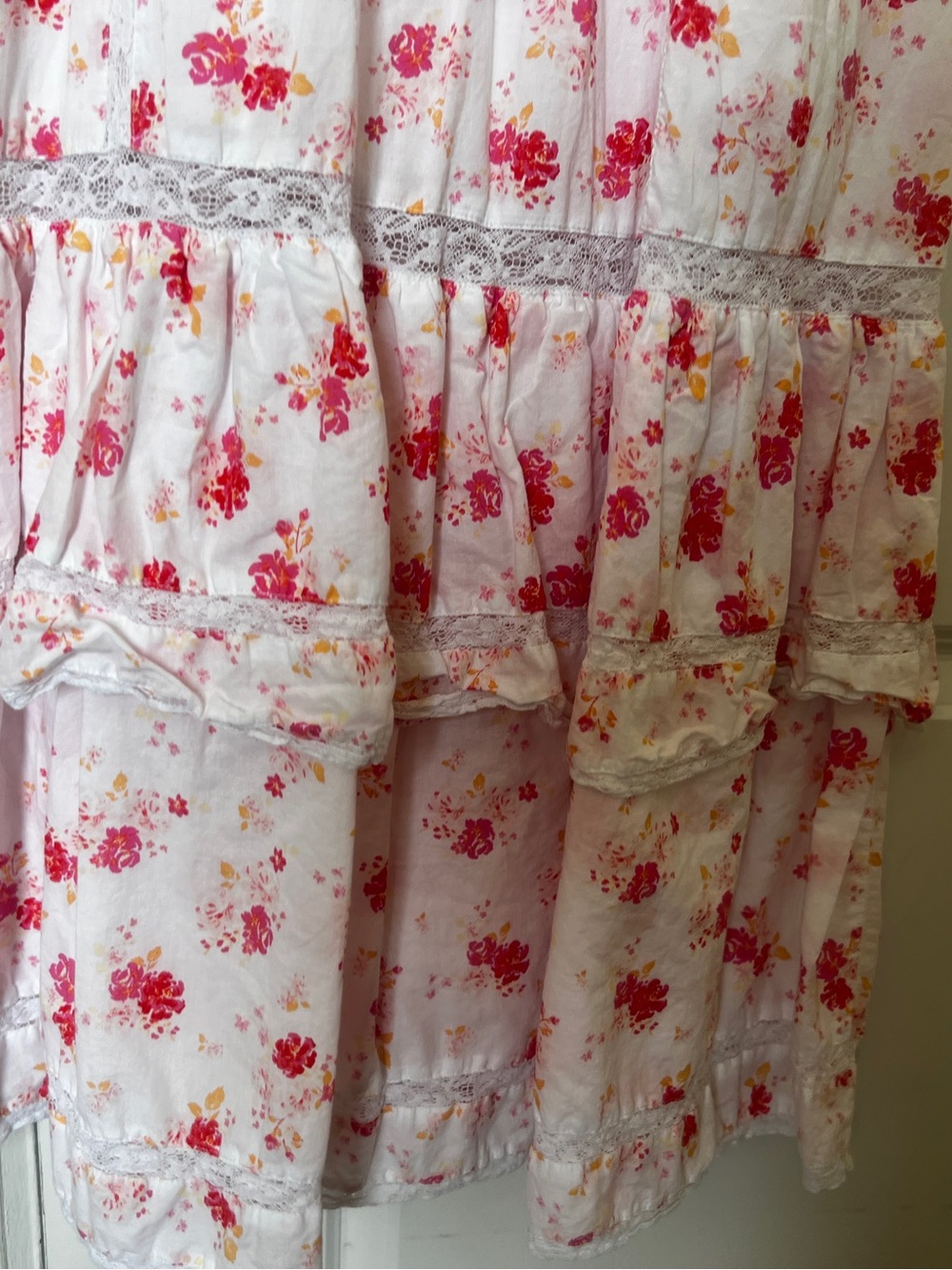 LoveShackFancy White Dress with Pink and Red Floral Print - Picture 5 of 9